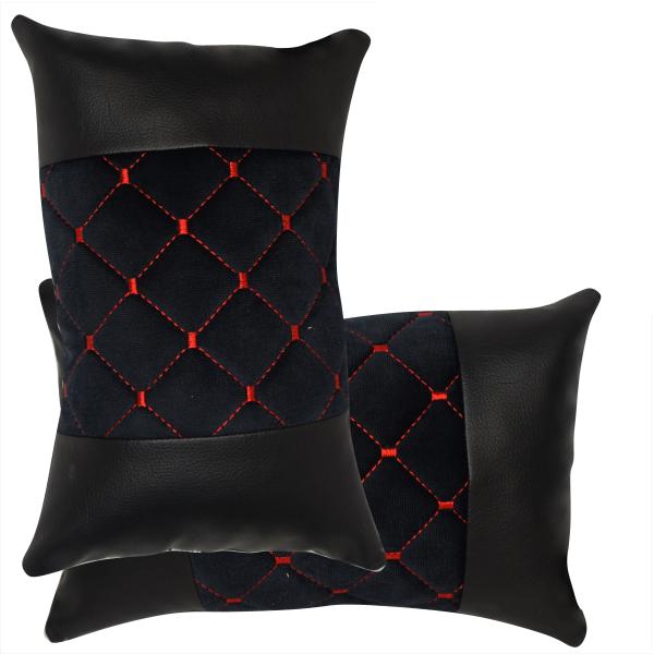 2 Stück Auto Nackenkissen Nackenpolster Leder und gesticktes Polster Design FARBAUSWAHL